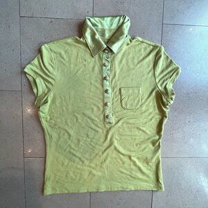 Hillard & Hanson Stunning Lime Green T shirt with Satin trim-Small